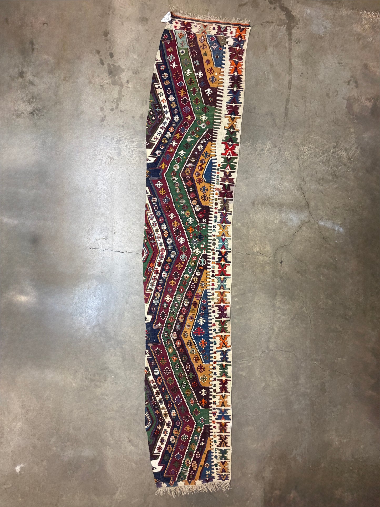 2’9”x14’10” Antique Hand-Woven Wool Flatweave Kilim Runner 2x14 Handmade Tribal Rug