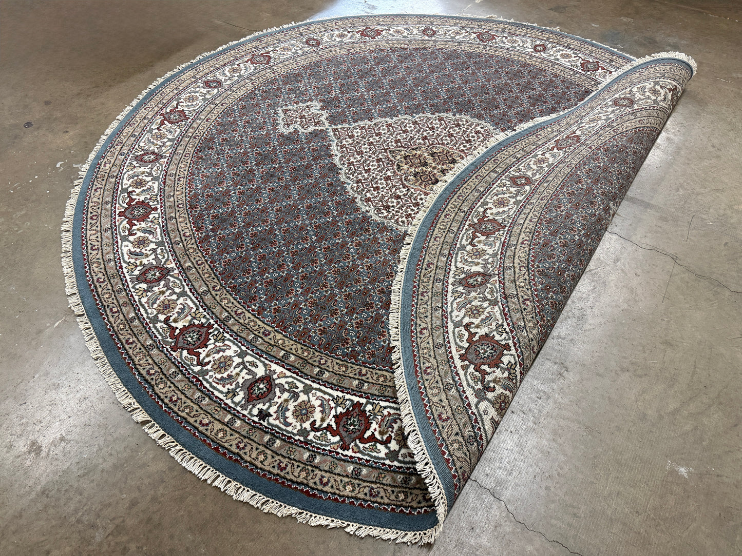 8’ Diameter Hand-Knotted Wool Indian Round Mahi Oriental Rug - 8x8 Handmade Carpet