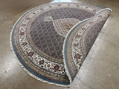 8’ Diameter Hand-Knotted Wool Indian Round Mahi Oriental Rug - 8x8 Handmade Carpet