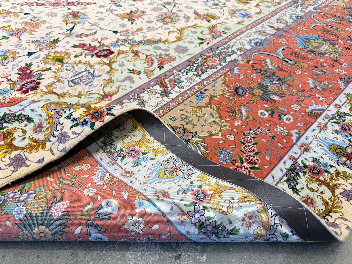 11’4”x16’2” Very Fine Hand-Knotted Persian Tabriz 80 Raj Signed Area Rug