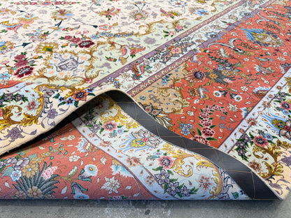 11’4”x16’2” Very Fine Hand-Knotted Persian Tabriz 80 Raj Signed Area Rug