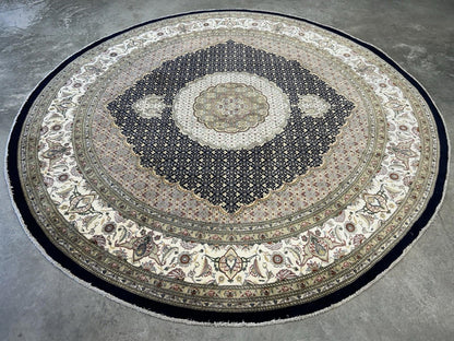 8’ Diameter Hand-knotted Wool Round Area Rug - Handmade Carpet 8x8 Blue