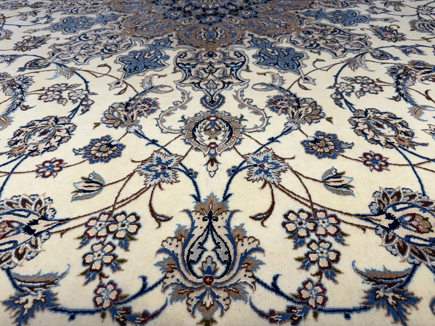 8’7”x12’1” Hand-Knotted Wool & Silk Nain Habibian Area Rug 8x12 Handmade Carpet