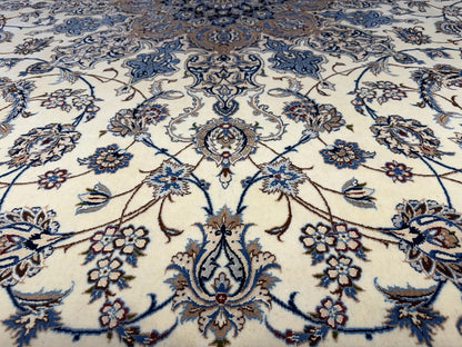 8’7”x12’1” Hand-Knotted Wool & Silk Nain Habibian Area Rug 8x12 Handmade Carpet