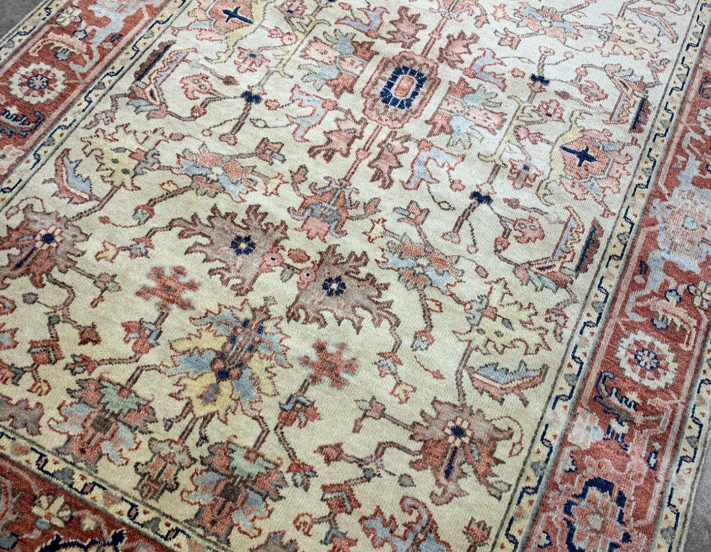 6'x8' Antique Hand-Knotted Wool IndoMahal Area Rug - Handmade Carpet 6x8