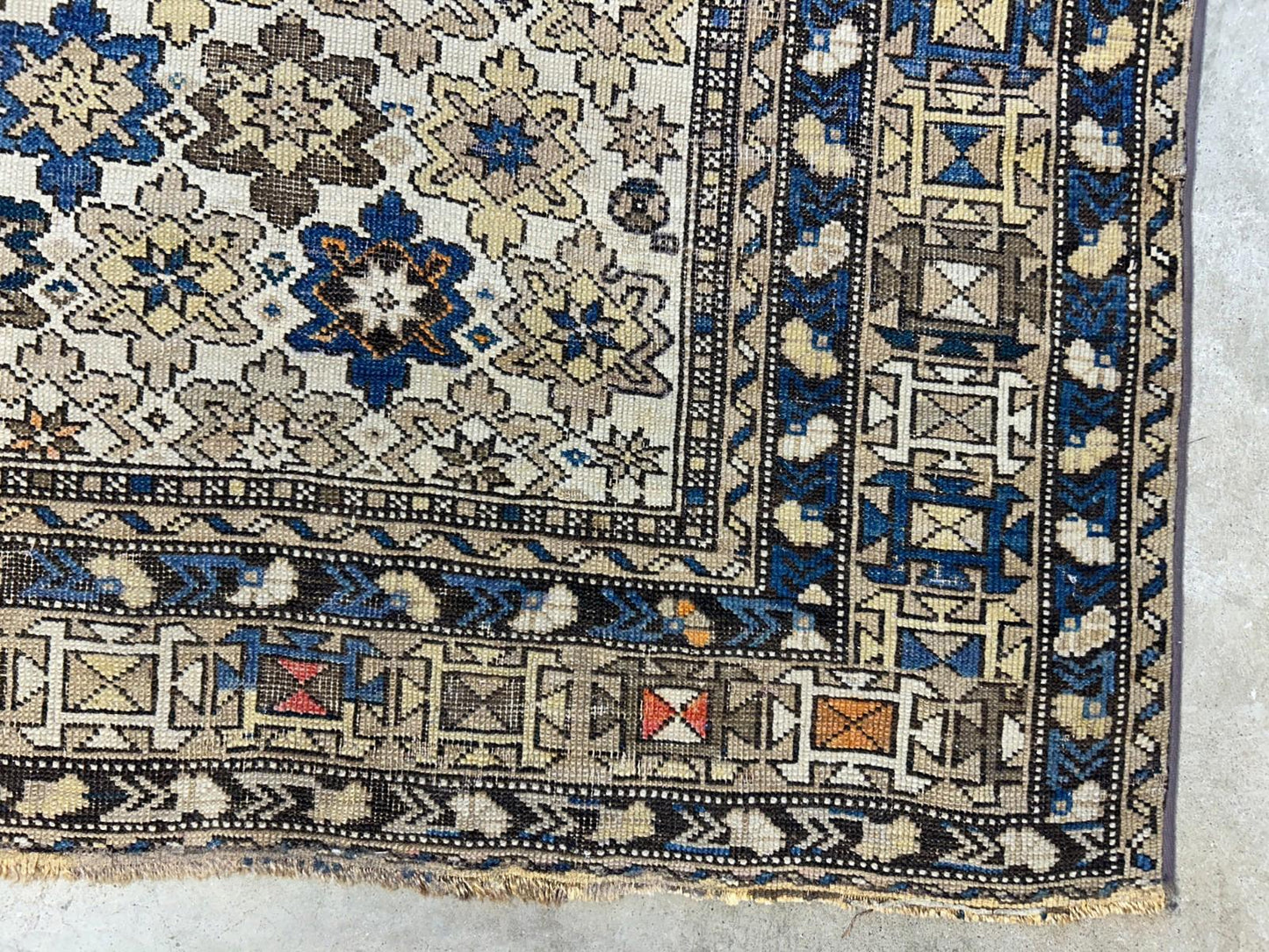 3'9"x5' Antique Hand-knotted Wool Caucasian Area Rug - Handmade 4x5 Carpet