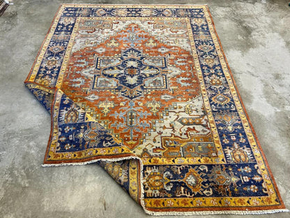 9'x11'10" Handmade 100% Wool Indian Serapi Rug