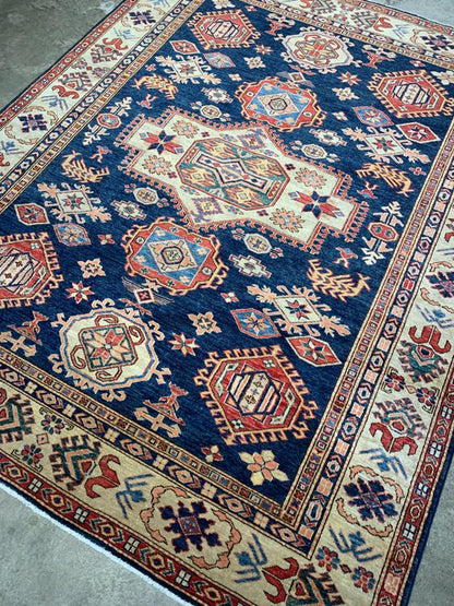 5'10"x7'6" Handmade 100% Wool Super Kazak Rug