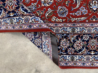 5’x8’ Hand-Knotted Fine Wool & Silk Isfahane Zolfaghari Area Rug - Red Signed