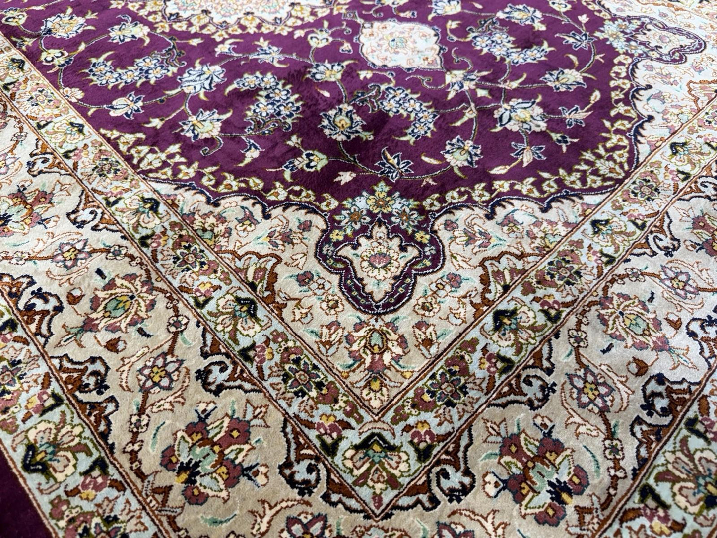 3x5 Luxurious Fine Hand-Knotted 100% Silk Signed Persiane Qume Rug Handmade