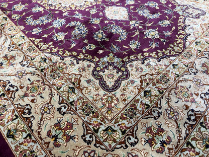 3x5 Luxurious Fine Hand-Knotted 100% Silk Signed Persiane Qume Rug Handmade