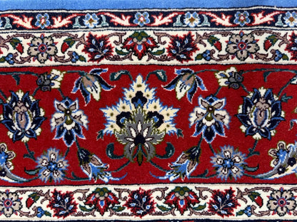 4’6”x7’9” Hand-Knotted Fine Wool & Silk Isfahane Area Rug - Blue 4x8