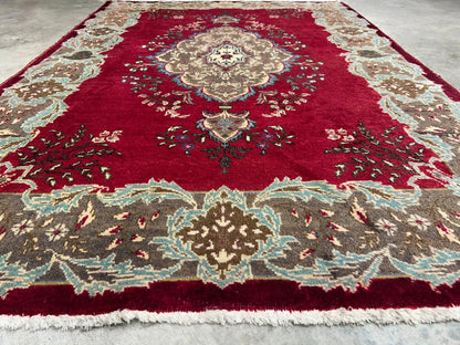 4'2"x6'3" Antique Hand-knotted Wool Tabrize Area Rug - Handmade Red 4x6 Carpet