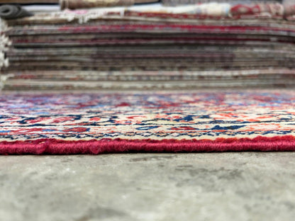 4'3"x6'4" Antique Hand-knotted Wool Sarouke Area Rug - Handmade Red 4x6 Carpet