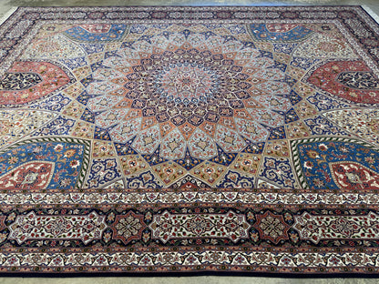 Hand-Knotted 60 Raj Persian Tabriz Rug - Dome Design - 10’x13’4”