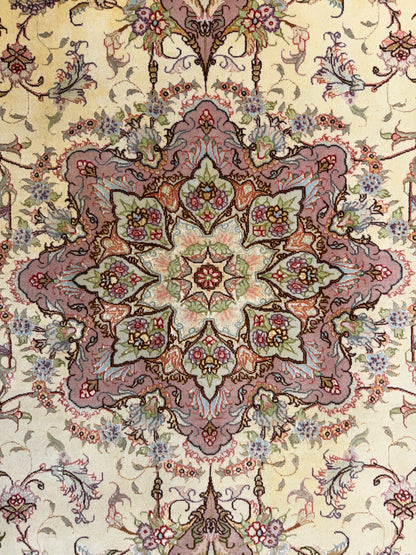 Hand-Knotted 60 Raj Persian Tabriz Rug - 5’1”x6’5”