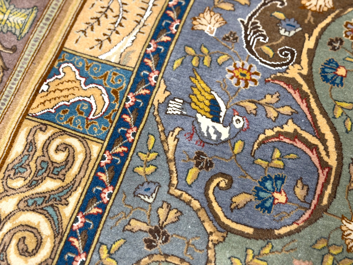 Hand-Knotted 60 Raj Pictorial Persian Tabriz Rug - Signed Nazeri - 5'10"x8'3"