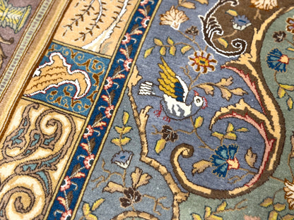 Hand-Knotted 60 Raj Pictorial Persian Tabriz Rug - Signed Nazeri - 5'10"x8'3"
