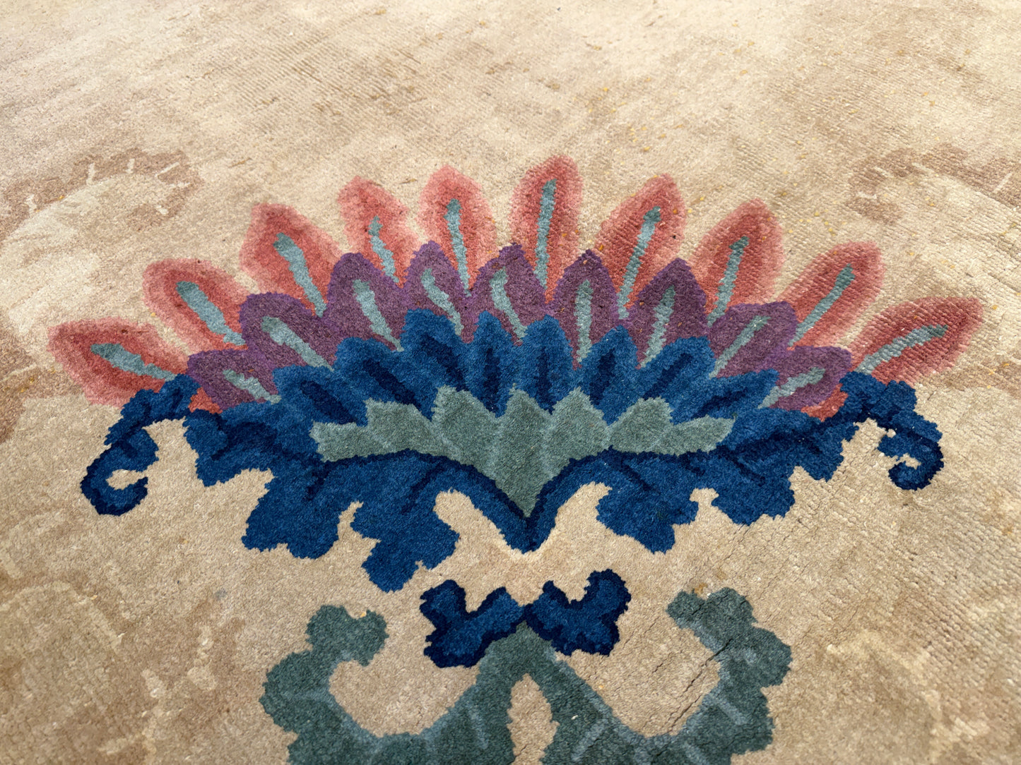10’1”x13’8” Antique Hand-Knotted Chinese Art Deco Nichols Area Rug
