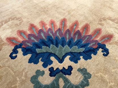 10’1”x13’8” Antique Hand-Knotted Chinese Art Deco Nichols Area Rug