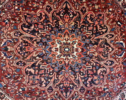 9’1”x11’9” Hand-Knotted Persian Heriz Area Rug