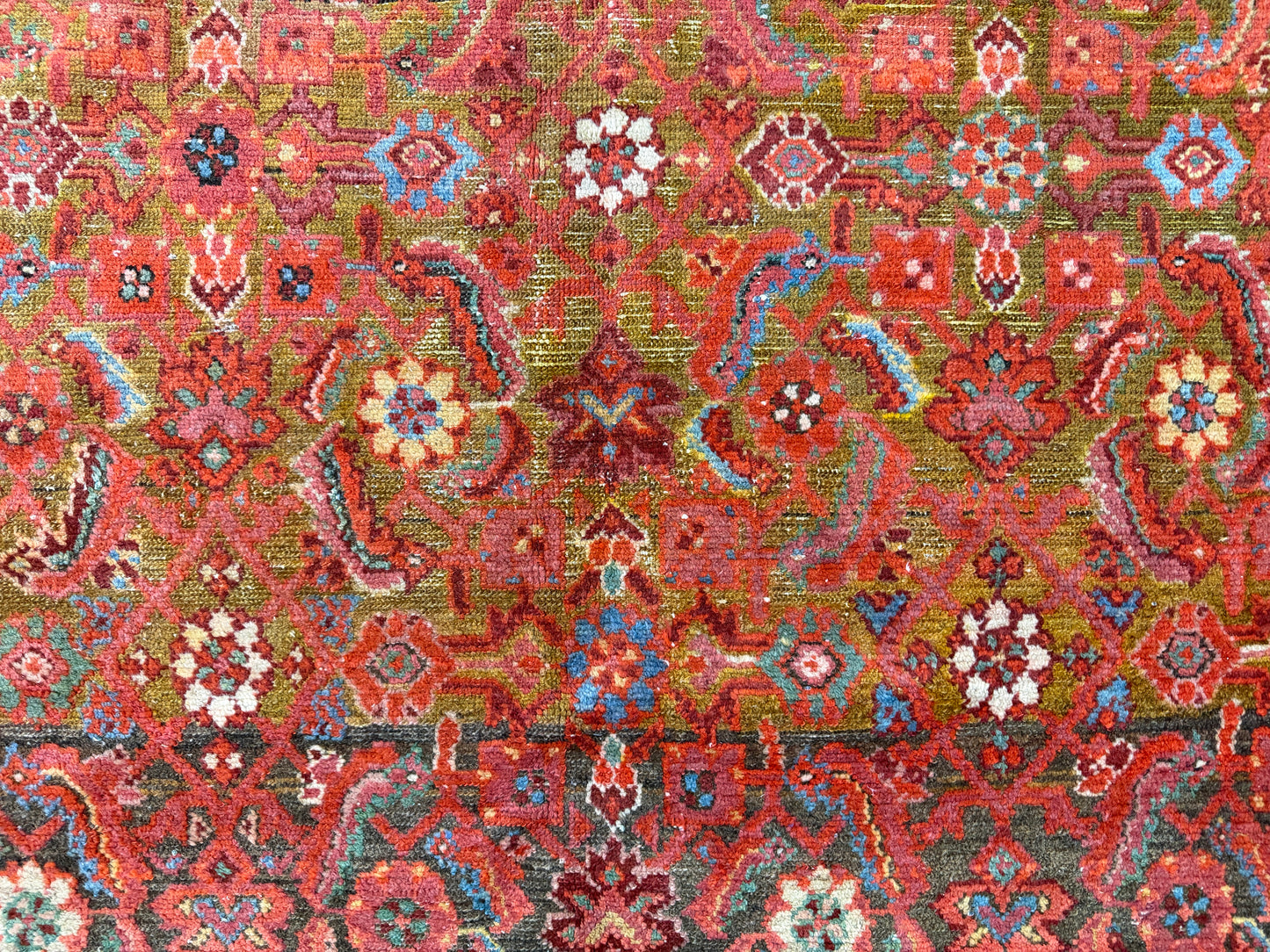 8’x15’4” Antique Hand-Knotted Very Fine Wool Persian Malayer Area Rug