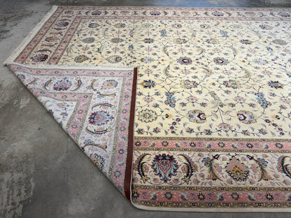 9’9”x13’4” Very Fine Hand-Knotted Persian Tabriz 80 Raj Signed Area Rug