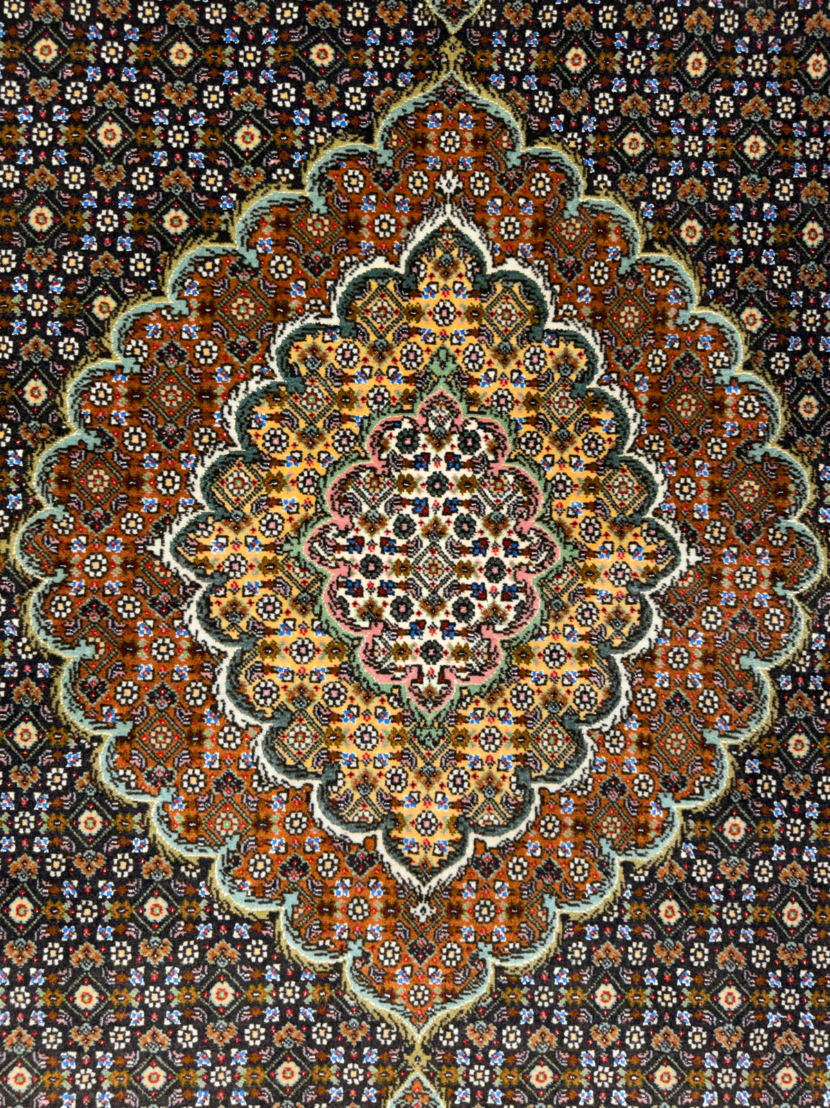 Hand-Knotted Persian Tabriz Mahi Rug - 5'x6'8"