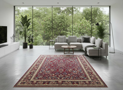 8’8”x11’6” Antique Hand-Knotted Wool Sarouk Persian Rug 8x11 Red Handmade Carpet