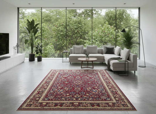 8’8”x11’6” Antique Hand-Knotted Wool Sarouk Persian Rug 8x11 Red Handmade Carpet