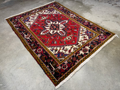 Hand-Knotted Persian Heriz Rug - 5’x6’1”