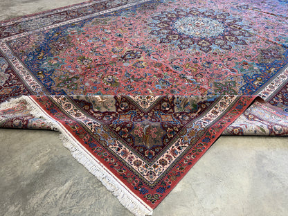 11’7”x17’2” Very Fine Hand-Knotted Signed Persian Tabriz Pictorial Area Rug