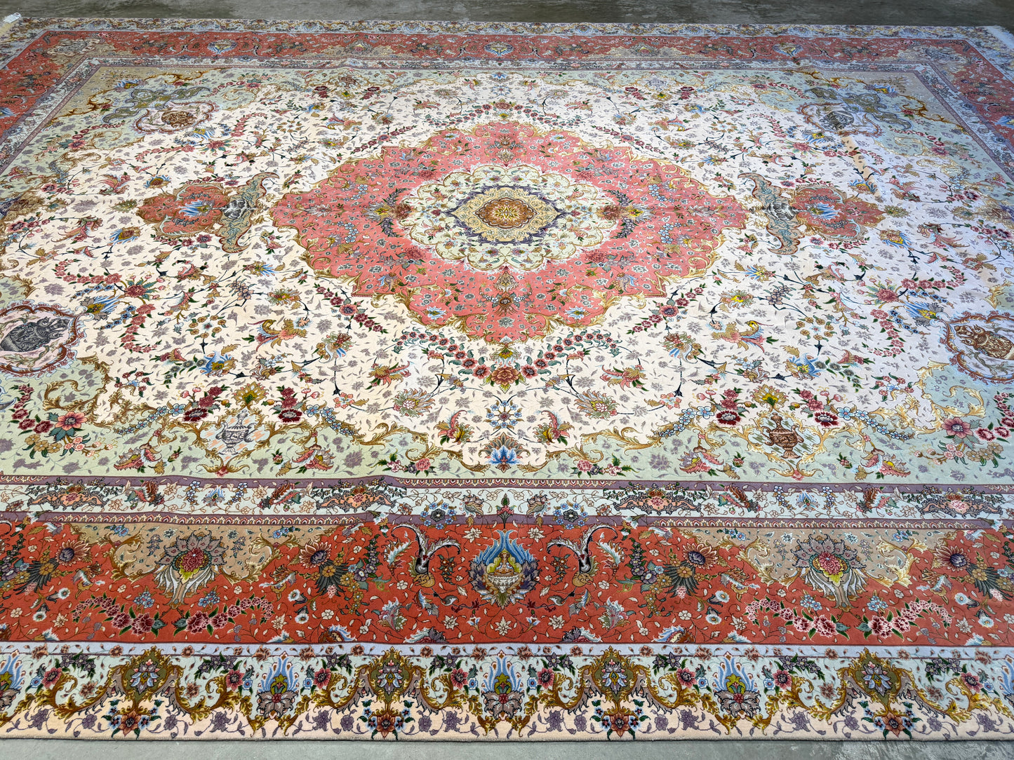 11’4”x16’2” Very Fine Hand-Knotted Persian Tabriz 80 Raj Signed Area Rug