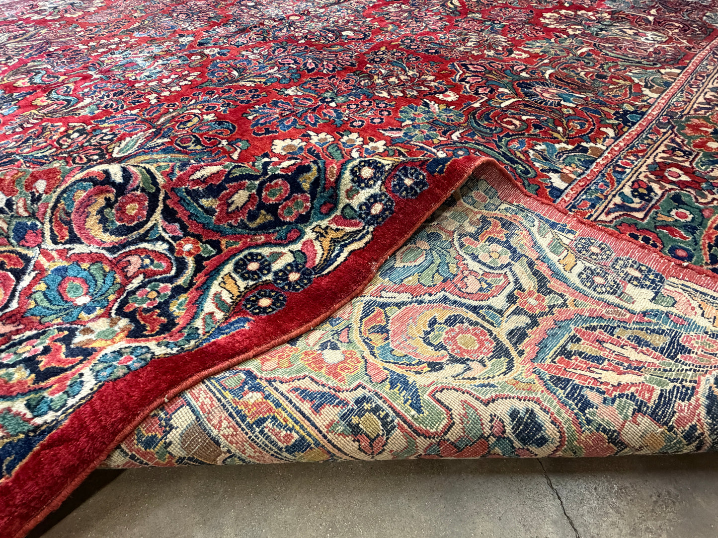 10’10”x15’6” Antique Hand-Knotted Fine Kork Wool Persian Sarouk Area Rug Handmade