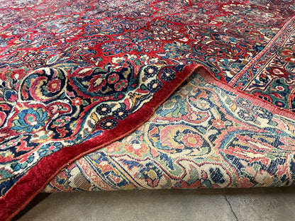 10’10”x15’6” Antique Hand-Knotted Fine Kork Wool Persian Sarouk Area Rug Handmade