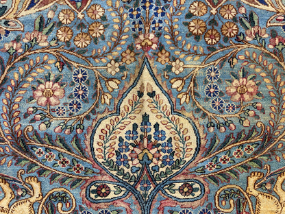 11’x14’10” Antique Hand-Knotted Fine Wool Persian Kerman Area Rug Handmade