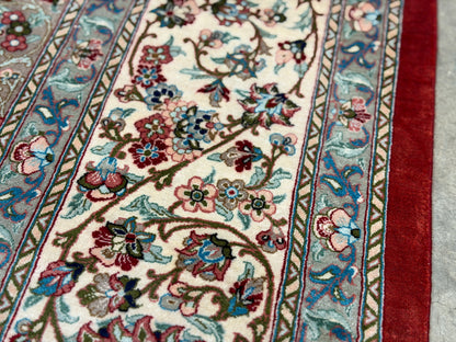 Luxurious Hand-Knotted 100% Silk Persian Qum Rug - 6'5"x9'5"