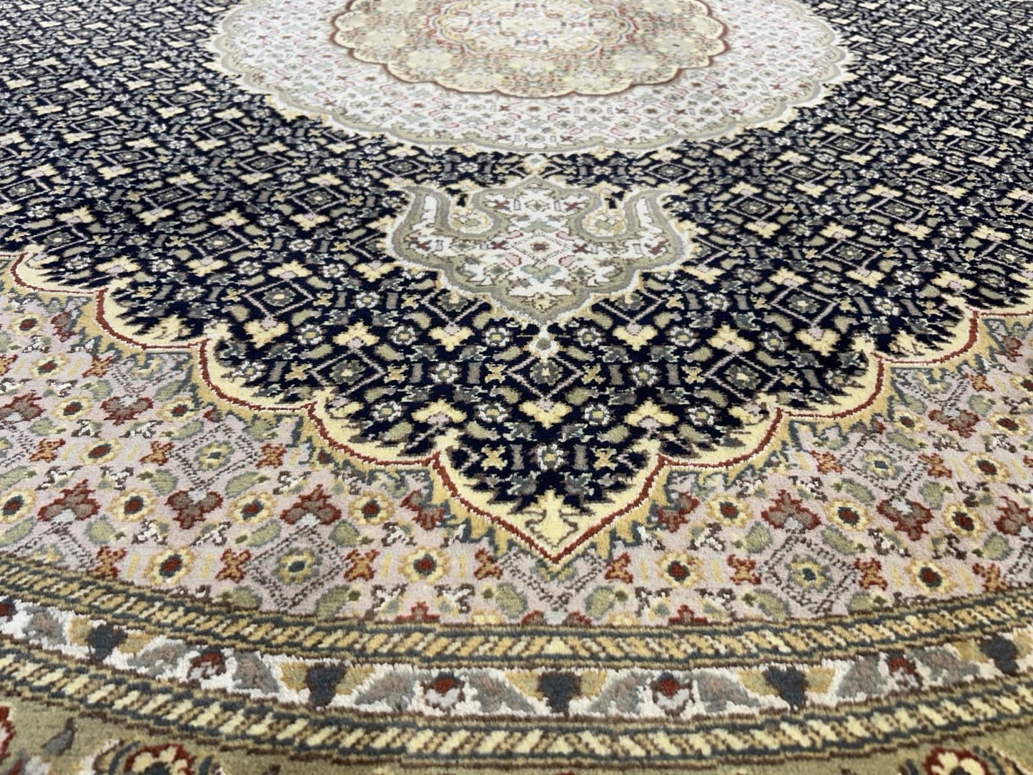 8’ Diameter Hand-knotted Wool Round Area Rug - Handmade Carpet 8x8 Blue