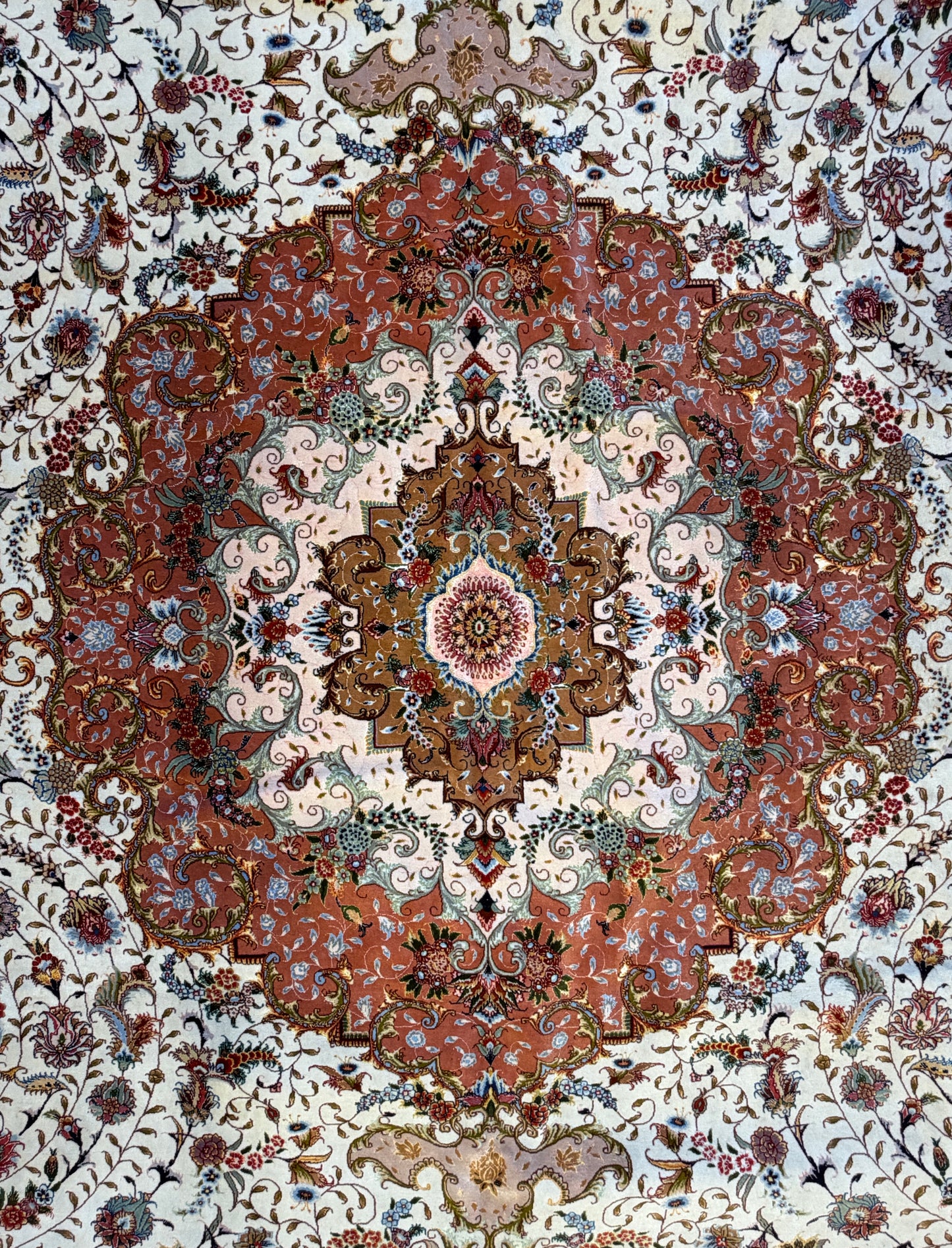 13’x19’8” Very Fine Hand-Knotted Persian Tabriz 80 Raj Signed Area Rug