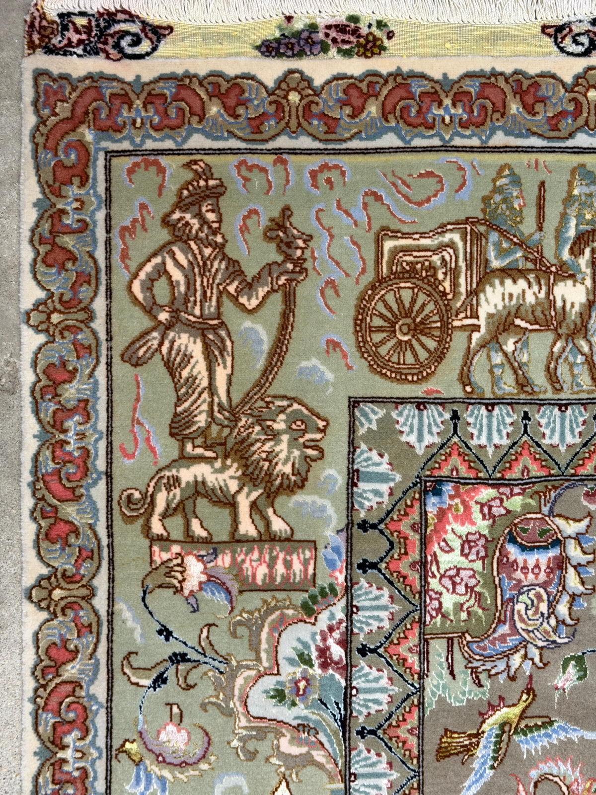 Hand-Knotted Pictorial 60 Raj Persian Tabriz Rug - 6'6"x10'2"