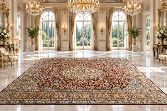 Hand-Knotted 100% Kashmiri Silk Rug - 6’10”x9’11”