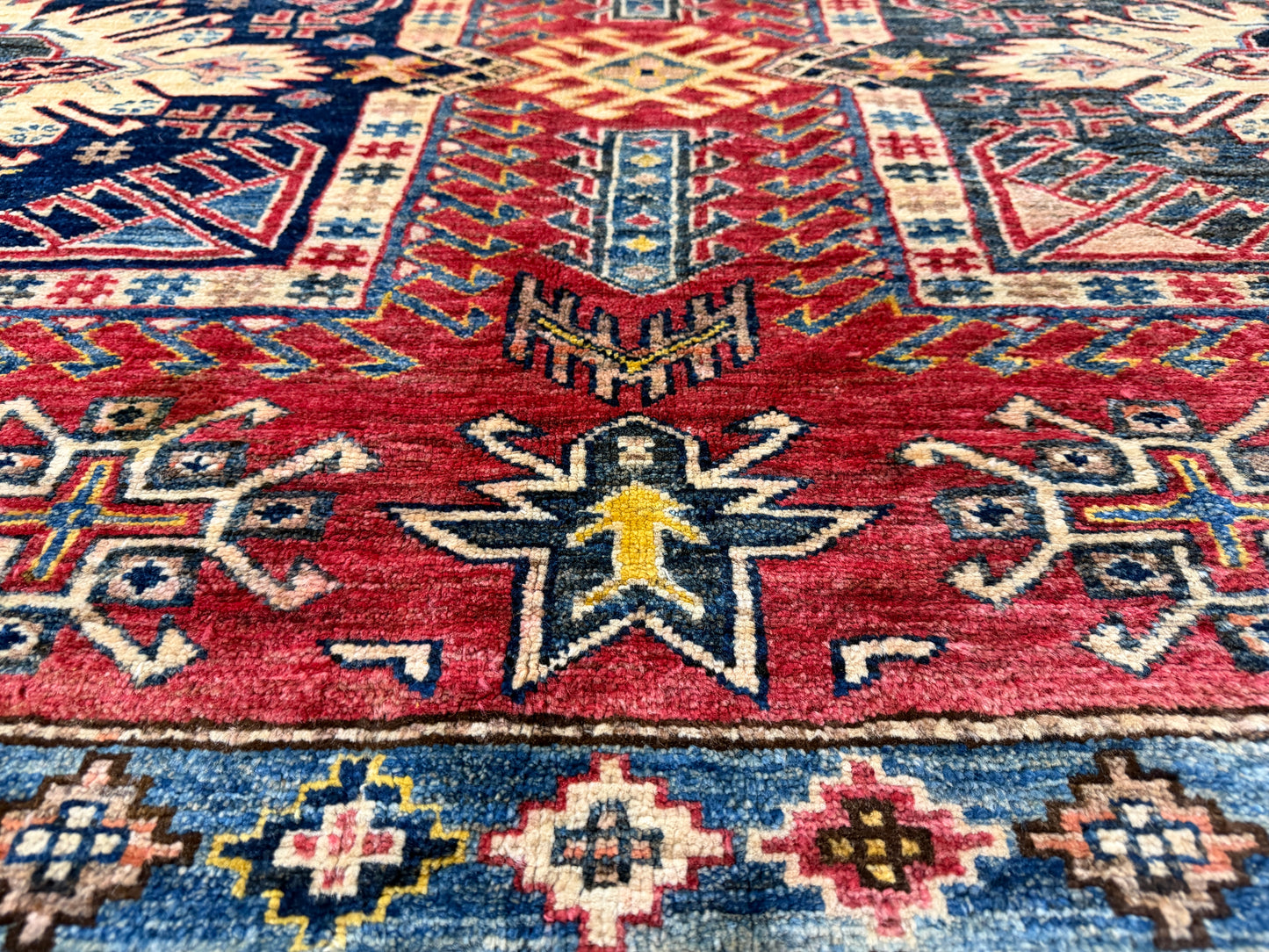 11’x12’3” Hand-Knotted Wool Kazak Area Rug