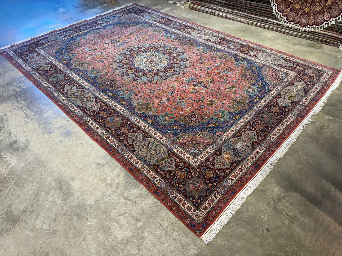 11’7”x17’2” Very Fine Hand-Knotted Signed Persian Tabriz Pictorial Area Rug