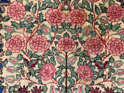 4'4"x7'6" Antique Hand-Knotted Wool Kashane Area Rug - Handmade Carpet 4x7 Red