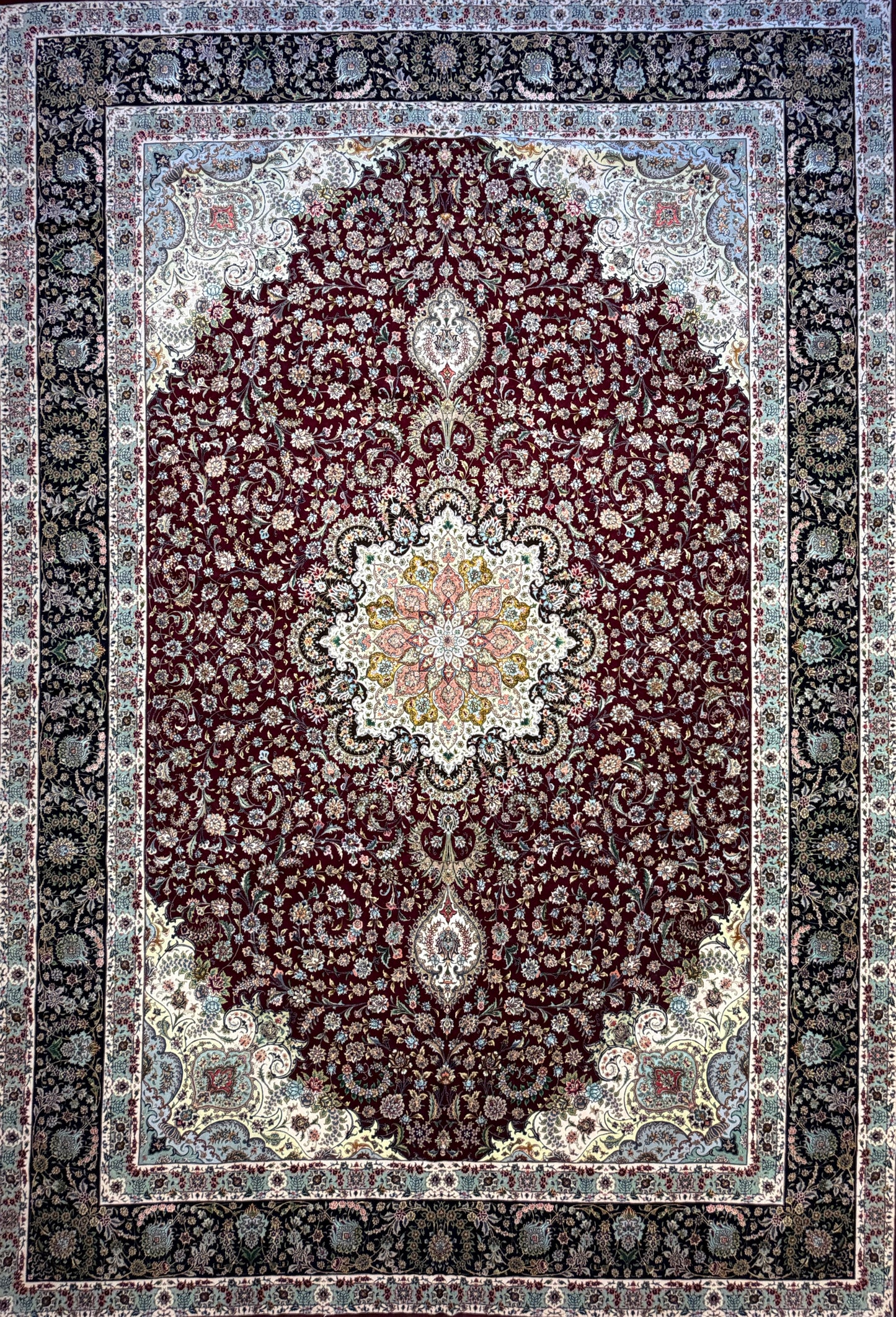 11’4”x16’6” Hand-Knotted 70 Raj Persian Tabriz Rug