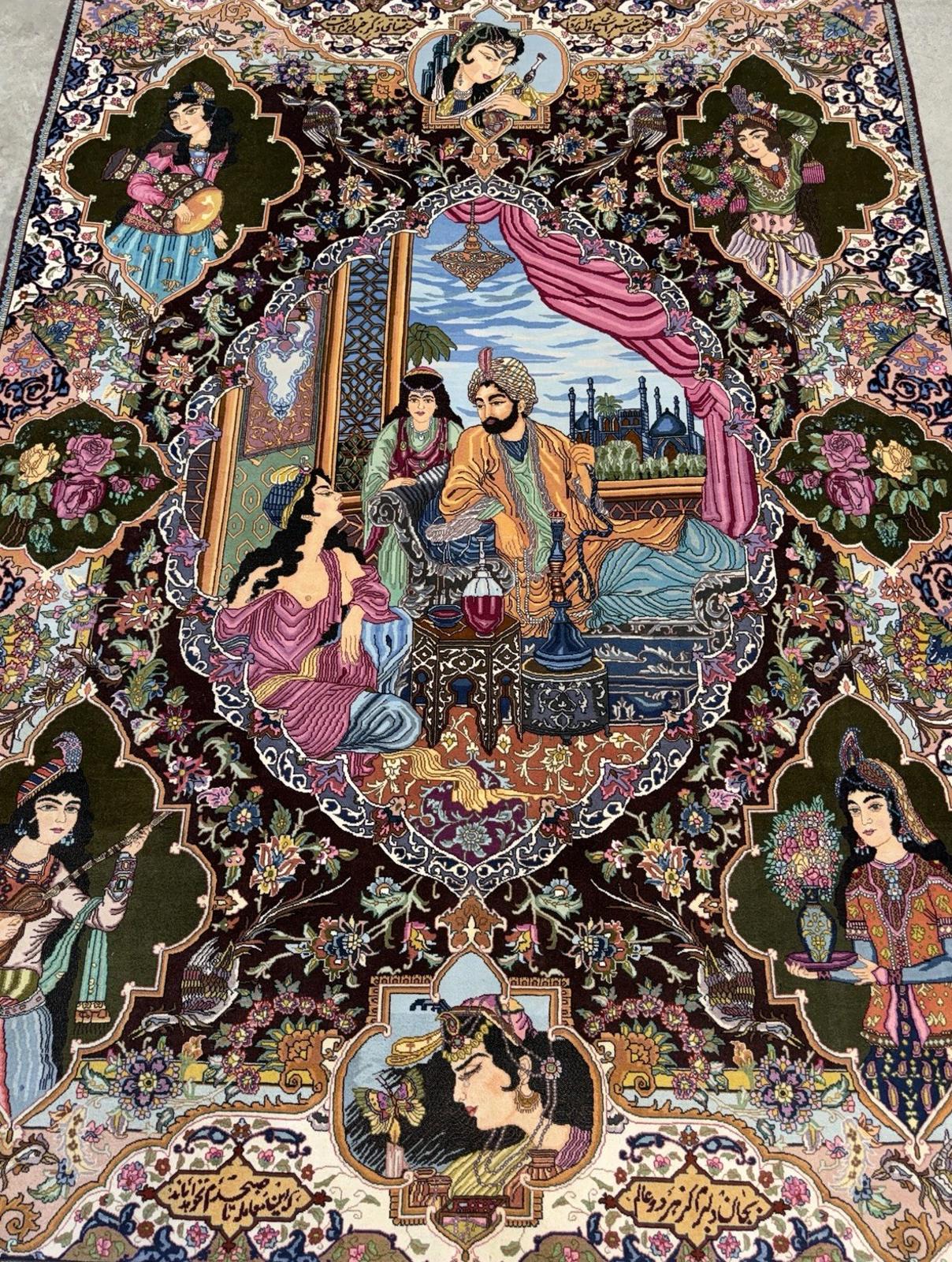 5’7”x7’10” Hand-knotted Pictorial Tabriz Rug