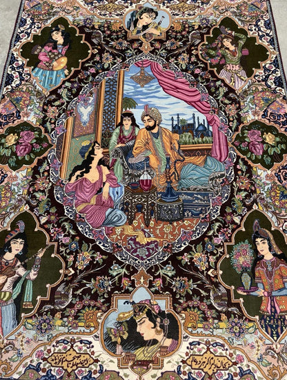 5’7”x7’10” Hand-knotted Pictorial Tabriz Rug