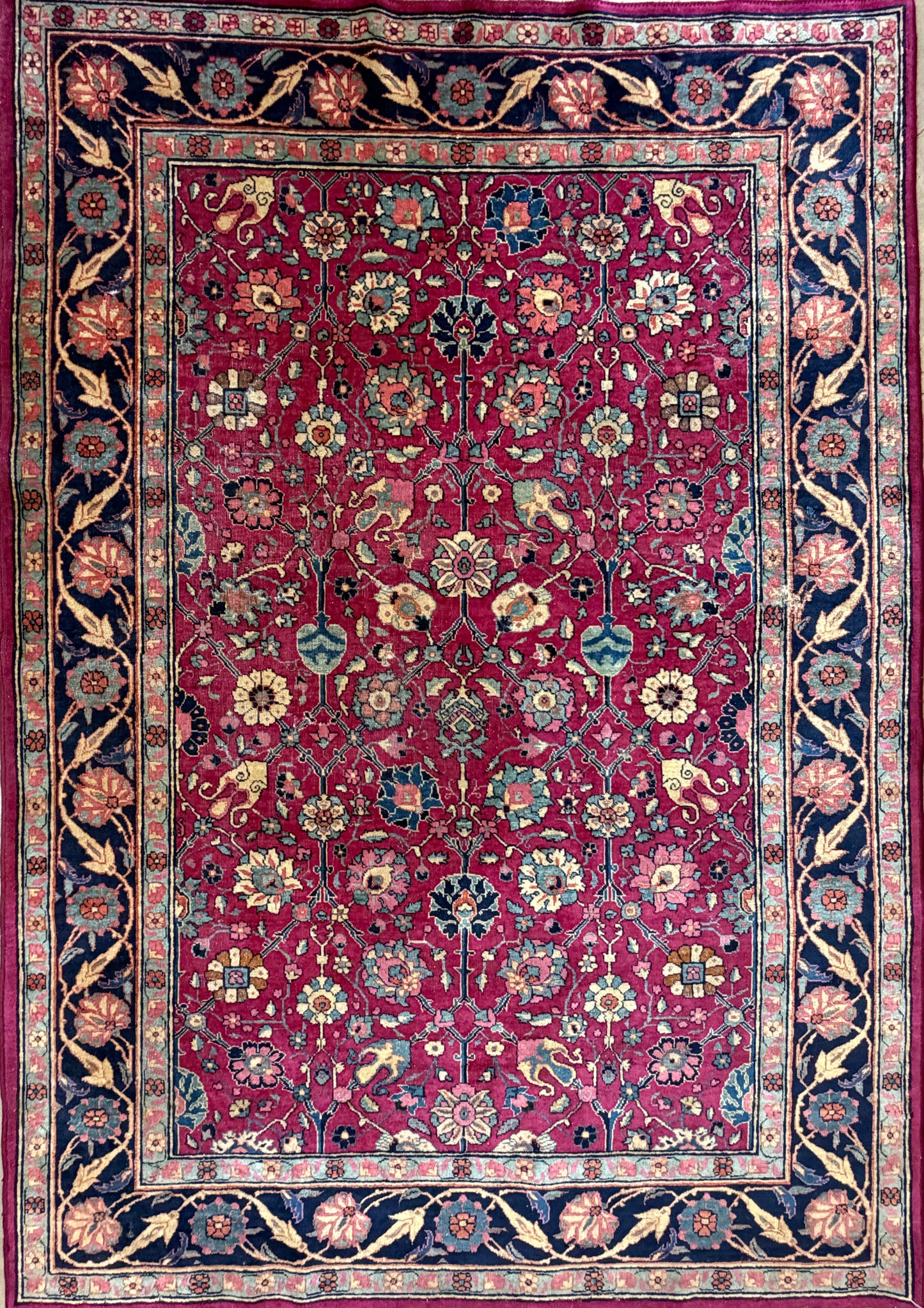 Hand-Knotted Antique Persian Kashan Rug - 4’5”x6’4”
