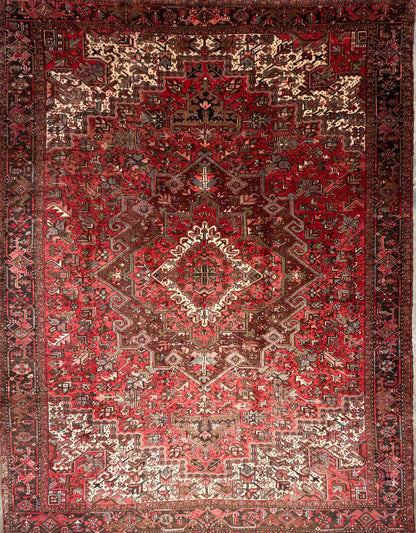 9’8”x12’6” Hand-Knotted Persian Heriz Area Rug