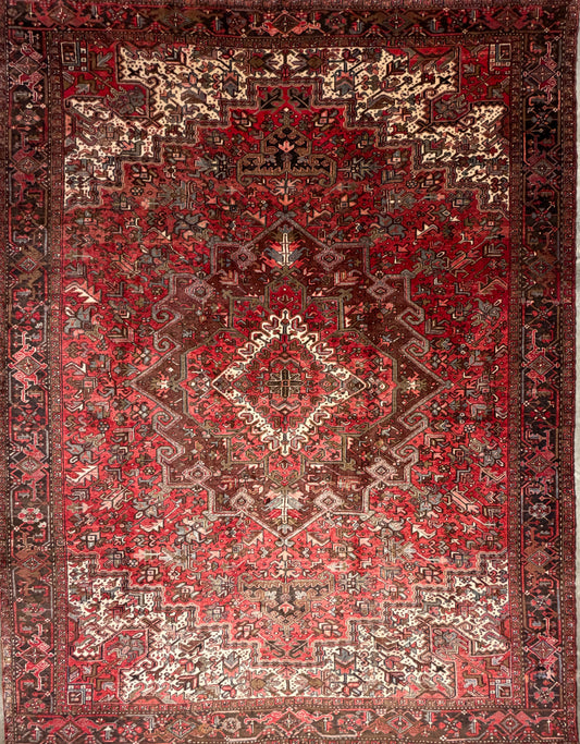 9’8”x12’6” Hand-Knotted Persian Heriz Area Rug